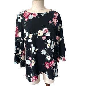 Apt.9 black floral tunic top